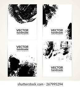 Abstract black and white texture hand drawing on  banner set 2