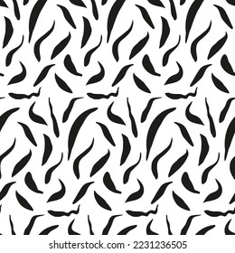 Resumen de textura blanca negra de hojas dibujadas a mano. Patrón botánico monocromo sin costuras para el diseño de textiles, estuche, cubierta, tela. Ornamento natural para papel pintado. Impresión monocromática simple