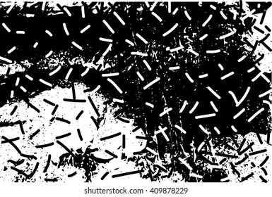 Abstract black and white texture with strewn dashes
