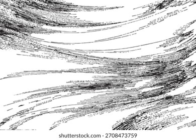 Abstrakte schwarz-weiße Textur von fegenden gekrümmten Linien und Windfluss
