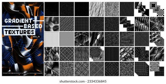 Abstract black and white textures pack. Gradient-based interference pattern texture overlays for your designs