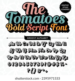 Abstract Black  White the tomatoes bold Script Retro Font template design