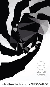 Abstract black and white tone triangular low poly style vector background,Vector illustration