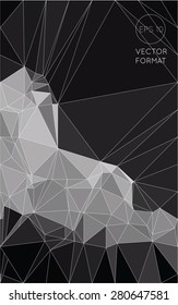 Abstract black and white tone triangular low poly style vector background,Vector illustration