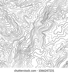 Abstract black and white topographic contours lines of mountains. Topography map art curve drawing. vector illustration.