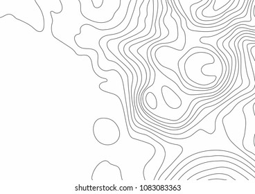Abstract black and white topographic contours lines of mountains. Topography map art curve drawing. vector illustration.