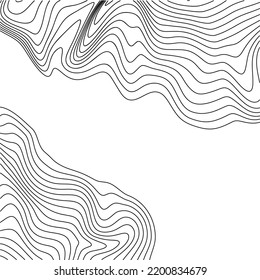 Abstract Black And White Topographic Contours Lines Of Mountains. Topography Map Art Curve Drawing. Vector Illustration. 