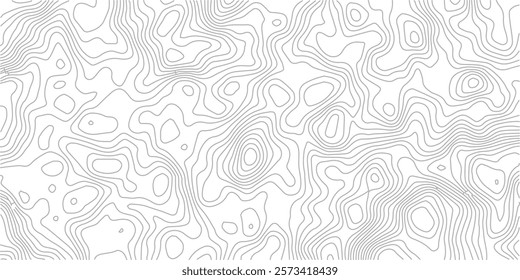 Abstract black and white topographic contours lines of mountains. vector illustration. Topography map art curve drawing.
