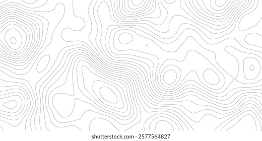 Abstract black and white topographic contours lines of mountains. Topography map art curve drawing. vector illustration.