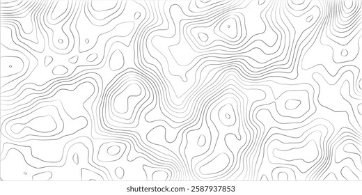 Abstract black and white topographic contours lines of mountains. background. Topography map art curve drawing. vector illustration. wave Line topography map contour background .