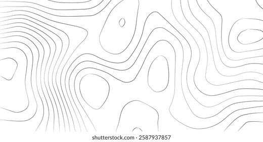 Abstract black and white topographic contours lines of mountains. background. Topography map art curve drawing. vector illustration. wave Line topography map contour background .