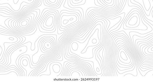 Resumo preto e branco contornos topográficos linhas de montanhas. Desenho de curva de arte de mapa de topografia. ilustração vetorial. linha de onda topografia mapa contorno plano de fundo. fundo