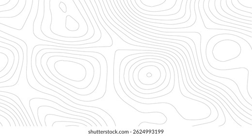 Resumo preto e branco contornos topográficos linhas de montanhas. Desenho de curva de arte de mapa de topografia. ilustração vetorial. linha de onda topografia mapa contorno plano de fundo. fundo