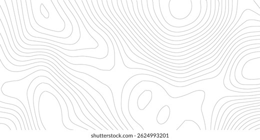 Resumo preto e branco contornos topográficos linhas de montanhas. Desenho de curva de arte de mapa de topografia. ilustração vetorial. linha de onda topografia mapa contorno plano de fundo. fundo