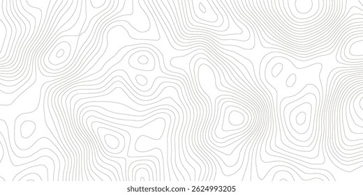 Resumo preto e branco contornos topográficos linhas de montanhas. Desenho de curva de arte de mapa de topografia. ilustração vetorial. linha de onda topografia mapa contorno plano de fundo. fundo