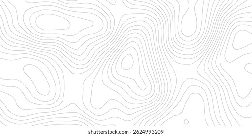 Resumo preto e branco contornos topográficos linhas de montanhas. Desenho de curva de arte de mapa de topografia. ilustração vetorial. linha de onda topografia mapa contorno plano de fundo. fundo