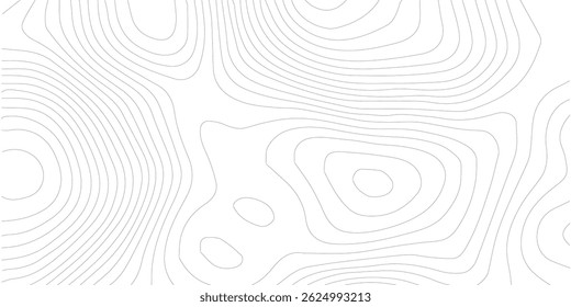 Resumo preto e branco contornos topográficos linhas de montanhas. Desenho de curva de arte de mapa de topografia. ilustração vetorial. linha de onda topografia mapa contorno plano de fundo. fundo