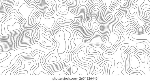 Resumo preto e branco contornos topográficos linhas de montanhas. ilustração vetorial. Desenho de curva da arte do mapa de topografia.