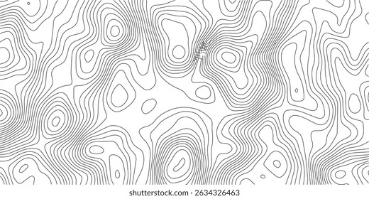 Abstract black and white topographic contours lines of mountains. vector illustration. Topography map art curve drawing.