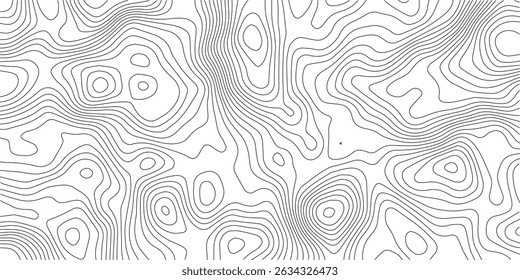 Abstract black and white topographic contours lines of mountains. vector illustration. Topography map art curve drawing.