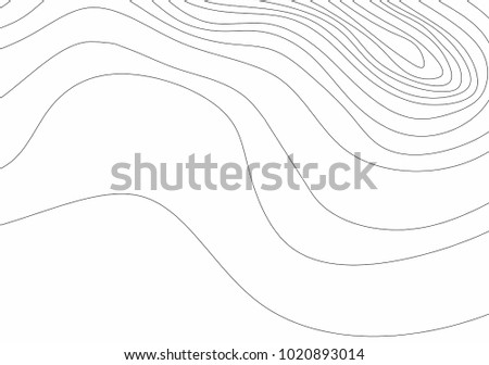 Abstract black and white topographic contours lines of mountains. Topography map art curve drawing. vector illustration.
