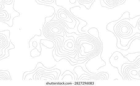 Abstract black and white topographical map background showing high detail elevation contour lines for geography design.
