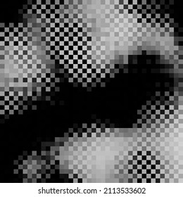 Abstrakter, schwarz-weißer, transparenter Mosaikhintergrund. Vektorgrafik.