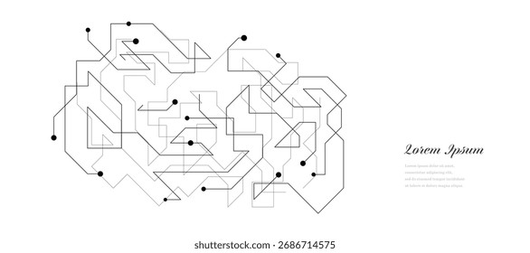 abstract black white triangle. geometric circuit texture background. scientific technology. network concept.