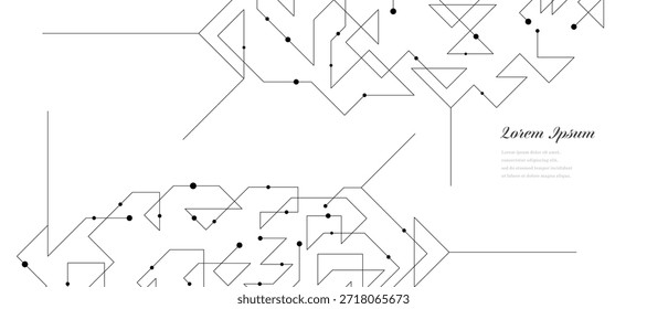 triângulo branco preto abstrato. fundo de textura de circuito geométrico. tecnologia científica. conceito de rede.