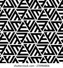 Abstract Black and White Triangular Striped Vector Seamless Pattern