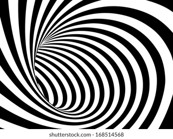 Abstract black and white tunnel. Vector background