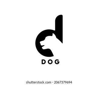 Abstract, black and white unique and handmade idea dog logo design with concept of letter lowercase d icon and pet symbol vector.