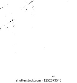 Abstract black and white vector background. Monochrome vintage surface with dirty pattern in cracks, spots, dots. Old painted wall in dark horror style design. Grunge overlay layer.