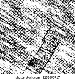 Abstract black and white vector background. Monochrome vintage surface with dirty pattern in cracks, spots, dots. Old painted wall in dark horror style design. Grunge overlay layer.