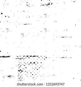 Abstract black and white vector background. Monochrome vintage surface with dirty pattern in cracks, spots, dots. Old painted wall in dark horror style design. Grunge overlay layer.