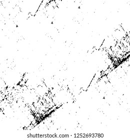 Abstract black and white vector background. Monochrome vintage surface with dirty pattern in cracks, spots, dots. Old painted wall in dark horror style design. Grunge overlay layer.