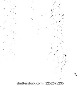 Abstract black and white vector background. Monochrome vintage surface with dirty pattern in cracks, spots, dots. Old painted wall in dark horror style design. Grunge overlay layer.