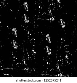 Abstract black and white vector background. Monochrome vintage surface with dirty pattern in cracks, spots, dots. Old painted wall in dark horror style design. Grunge overlay layer.