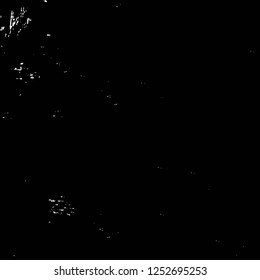 Abstract black and white vector background. Monochrome vintage surface with dirty pattern in cracks, spots, dots. Old painted wall in dark horror style design. Grunge overlay layer.