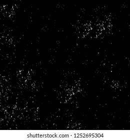 Abstract black and white vector background. Monochrome vintage surface with dirty pattern in cracks, spots, dots. Old painted wall in dark horror style design. Grunge overlay layer.