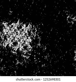Abstract black and white vector background. Monochrome vintage surface with dirty pattern in cracks, spots, dots. Old painted wall in dark horror style design. Grunge overlay layer.