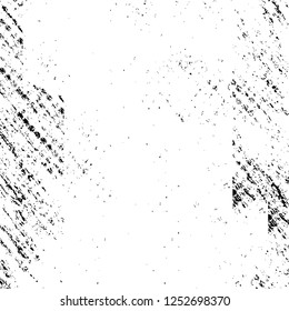 Abstract black and white vector background. Monochrome vintage surface with dirty pattern in cracks, spots, dots. Old painted wall in dark horror style design. Grunge overlay layer.
