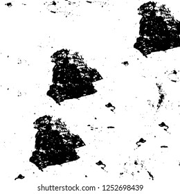 Abstract black and white vector background. Monochrome vintage surface with dirty pattern in cracks, spots, dots. Old painted wall in dark horror style design. Grunge overlay layer.