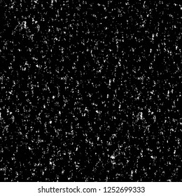 Abstract black and white vector background. Monochrome vintage surface with dirty pattern in cracks, spots, dots. Old painted wall in dark horror style design. Grunge overlay layer.