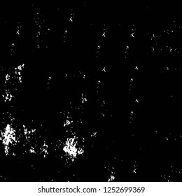 Abstract black and white vector background. Monochrome vintage surface with dirty pattern in cracks, spots, dots. Old painted wall in dark horror style design. Grunge overlay layer.