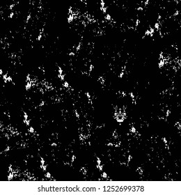 Abstract black and white vector background. Monochrome vintage surface with dirty pattern in cracks, spots, dots. Old painted wall in dark horror style design. Grunge overlay layer.