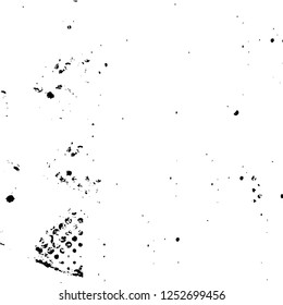 Abstract black and white vector background. Monochrome vintage surface with dirty pattern in cracks, spots, dots. Old painted wall in dark horror style design. Grunge overlay layer.