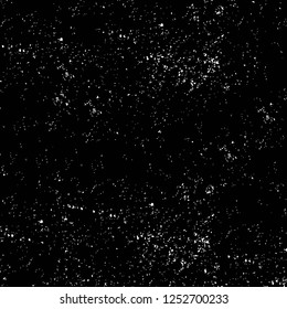 Abstract black and white vector background. Monochrome vintage surface with dirty pattern in cracks, spots, dots. Old painted wall in dark horror style design. Grunge overlay layer.