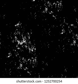 Abstract black and white vector background. Monochrome vintage surface with dirty pattern in cracks, spots, dots. Old painted wall in dark horror style design. Grunge overlay layer.