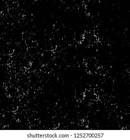 Abstract black and white vector background. Monochrome vintage surface with dirty pattern in cracks, spots, dots. Old painted wall in dark horror style design. Grunge overlay layer.
